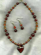 Heart, Czech Amber w/ Carnelian & Amber Beads