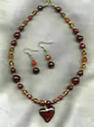 Heart, Czech Amber w/ Carnelian & Amber Beads